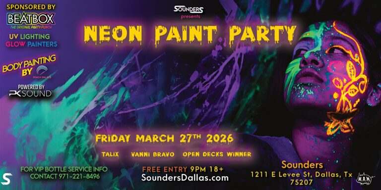 Neon Paint Party - 3/27 Dallas, TX at Sounders